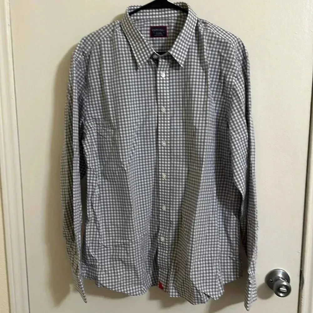 EUC Untuckit Checkered Cotton Dress Button Down Shirt Long Sleeve